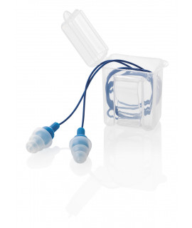 Tapones auditivos reutilizables y detectables de silicona con cordón (par).