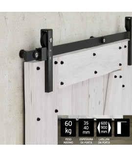 Kit completo para puertas correderas "Charriot" para madera -  Acabado Black