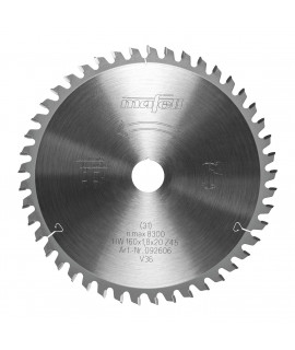 Hoja de sierra HM 160 x 1,2/1,8 x 20 mm, Z45, 2FZ/TR, para tableros estratificados