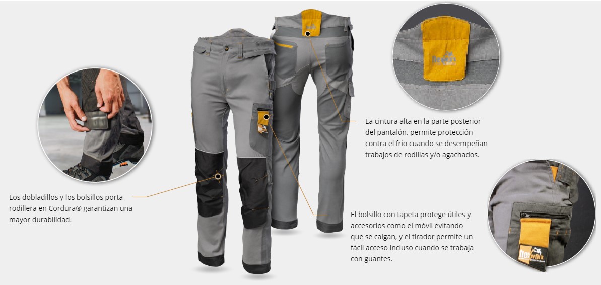 Pantalón de trabajo, pantalones de mecánico con bolsillos y rodillas r –  Euroelectronics ES
